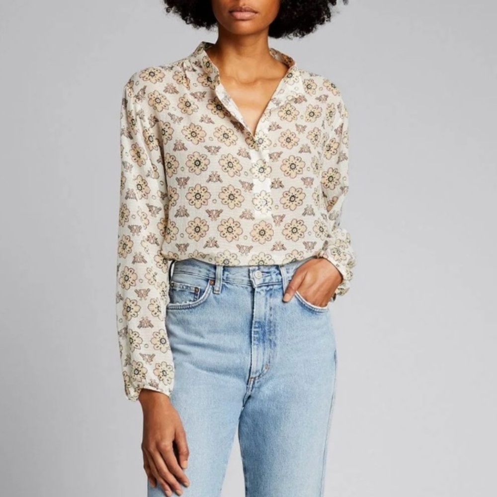 A.L.C Meghan Top in Stella Scarf Print size 2 Boho Bohemian Blouse